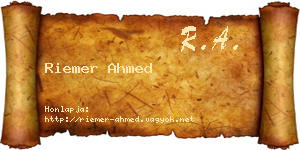 Riemer Ahmed névjegykártya